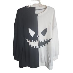 BloomChic Halloween Pumpkin Contrast Drop Shoulder Sweatshirt, NWT, Size 12
